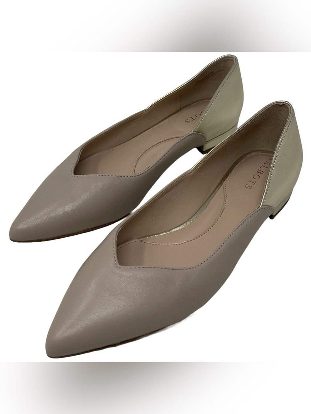 Talbots “Portia” Nude & Gold Metallic Back Nappa Leather Flats Women’s Size 7M - Picture 4 of 15